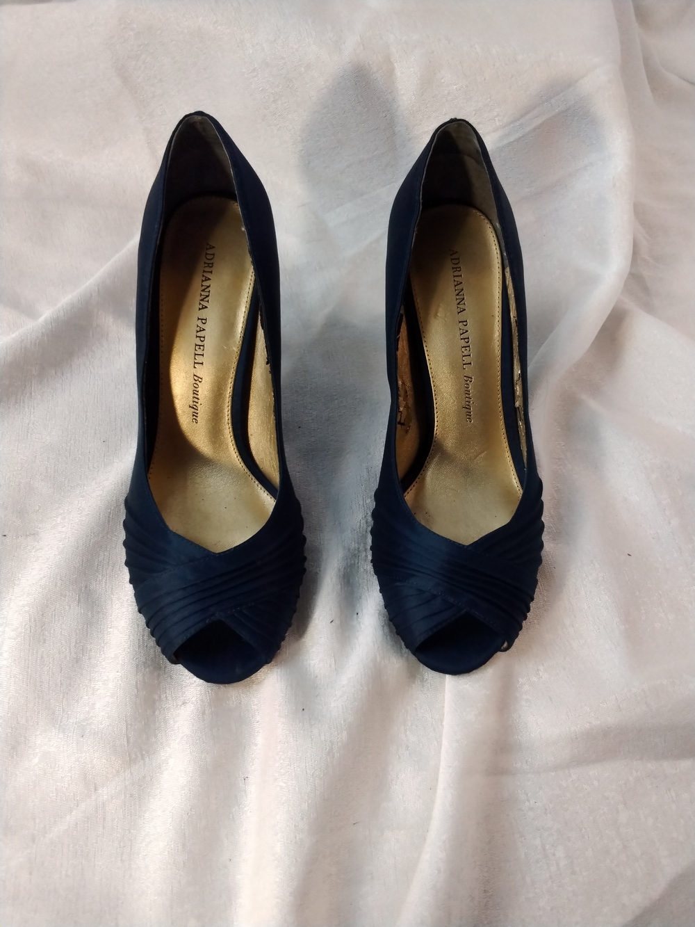 Adrianna Papell Navy Peep-Toe Heels